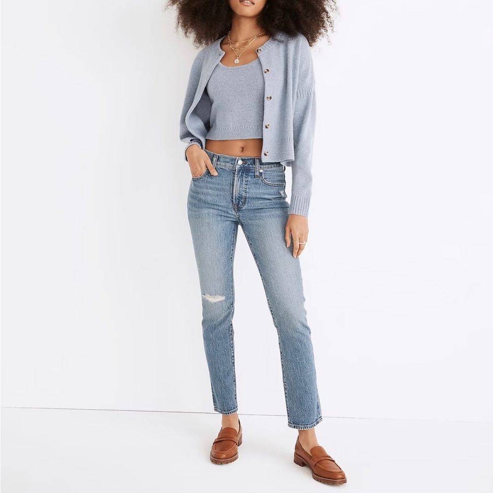 Madewell Mid-Rise Perfect Vintage Jean in Ainsdale Wash: Knee-Rip Edition